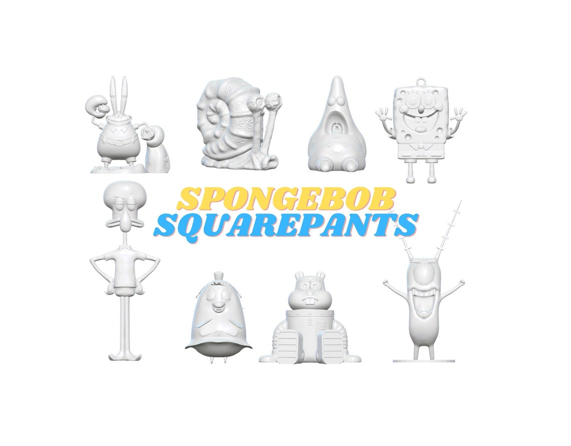 Spongebob Squarepants 8 Models, Pack 3D Print File, STL Pack, High