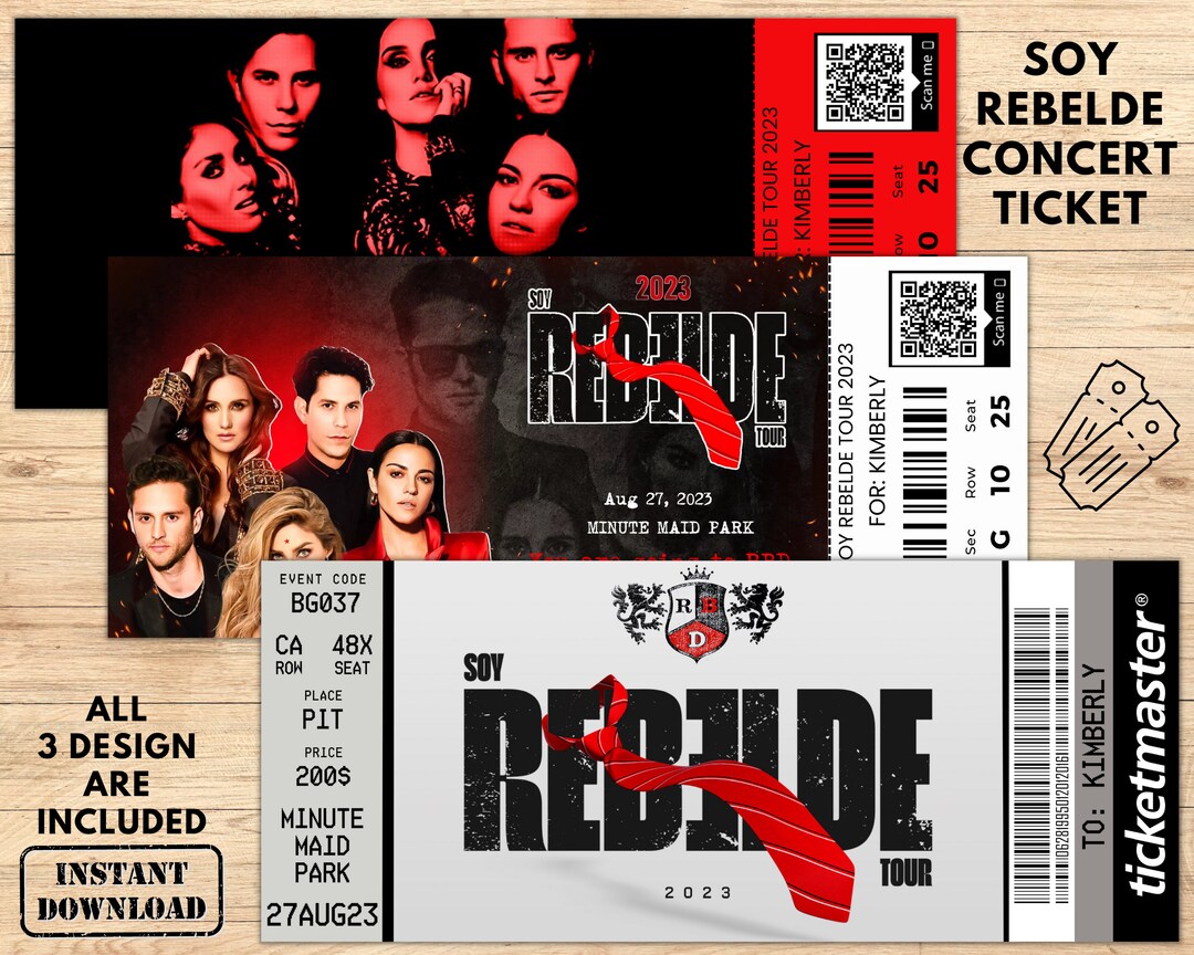 SOY REBELDE Ticket, Fully Editable Rebelde Ticket, Gift Ticket, Rebelde