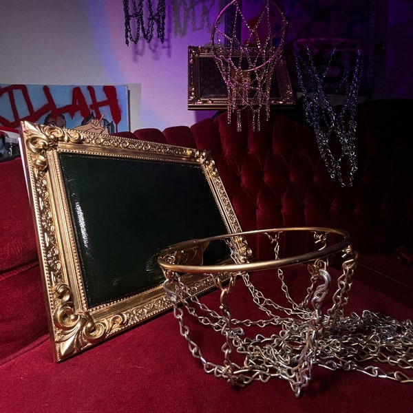 Gold  and green mini basketball hoop