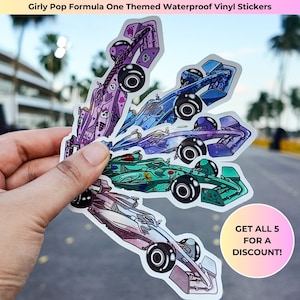 Race Cars Livery Stickers - Cute Motorsport Sticker, Galaxy, Wildflower, Pop Punk Skulls | F1 Fan Gifts for Her | Die Cut Waterproof Sticker