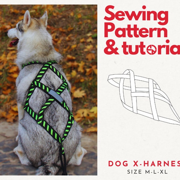 Modèle de harnais de poitrine pour chien | Modèle de couture bricolage harnais pour chien | Harnais pour chien facile | Harnais Bikejoring | Harnais de traîneau à chiens