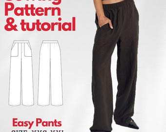 Wide-Leg Linen Pants Pattern | Women's Sewing PDF | High-Waisted Trousers Tutorial | Beginner-Friendly Sewing Guide