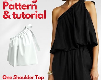One-Shoulder Crop Top Sewing Pattern: Beginner-Friendly, Sizes 2XS-XXL (PDF Pattern)
