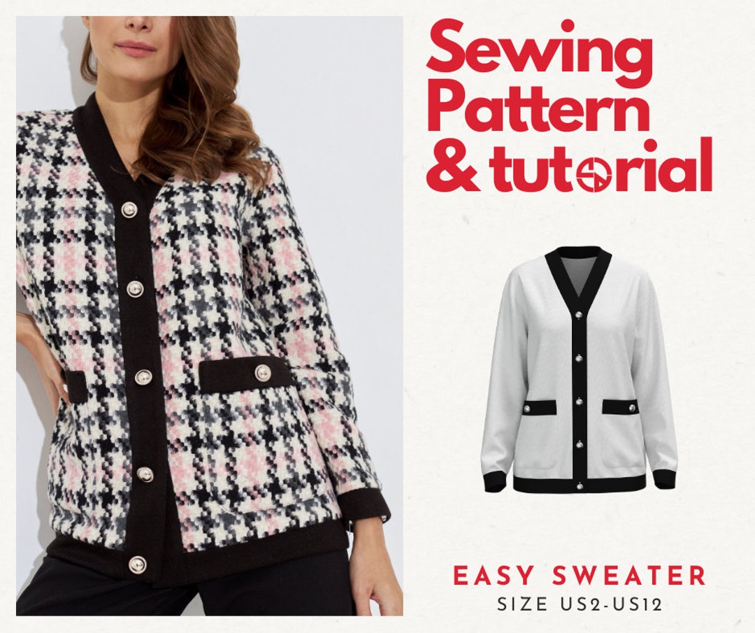 Ladies Cardigan Sewing Pattern PDF / Jacket Pattern / Easy Sweater