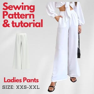 Wide Leg Pants Pattern for Women | Flare Leg Sewing Pattern | Summer and Linen Pants PDF | High Waist & Comfort Pants | XXS to XXL Sizes