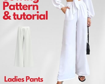 Wide Leg Flare Pants Sewing Pattern: Women's Sizes XXS-XXL (PDF Pattern)