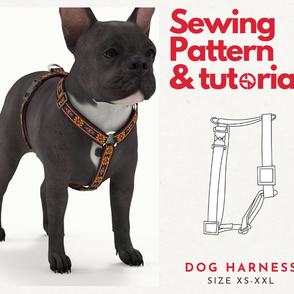 Patroon hondenborstharnas | Hondentuig DIY naaipatroon | Gemakkelijk hondentuig | Naaipatronen en instructies voor honden | Harnas hond pdf