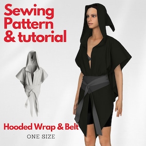 Medieval Hooded Cloak Sewing Pattern, Cape with Hood, Renaissance Dress Pattern, DIY Hooded Wrap, Fantasy Cosplay Cape, Pattern Beginners