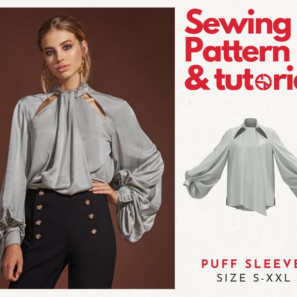 Blouse Puffed Sleeve | Pattern Lantern | Sleeve Blouse Pattern | Women Sewing Pattern | Top Sewing Pattern | Puffy Blouse