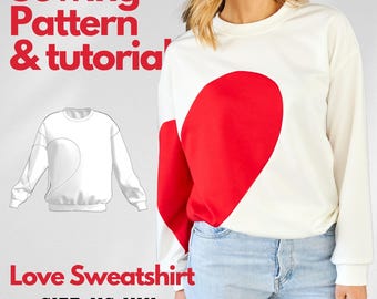 Love Heart Hoodie Sewing Pattern: Easy DIY Sweater (PDF Pattern)