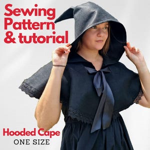Witch Hooded Cape Pattern Sewing Pattern Hooded Sewing Pattern Cape PDF Easy Hooded Capelet Pattern  Instant download cosplay pattern A4