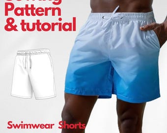Men's Swim Shorts Sewing Pattern: DIY Beachwear (Sizes S-2XL) (Instant Download)