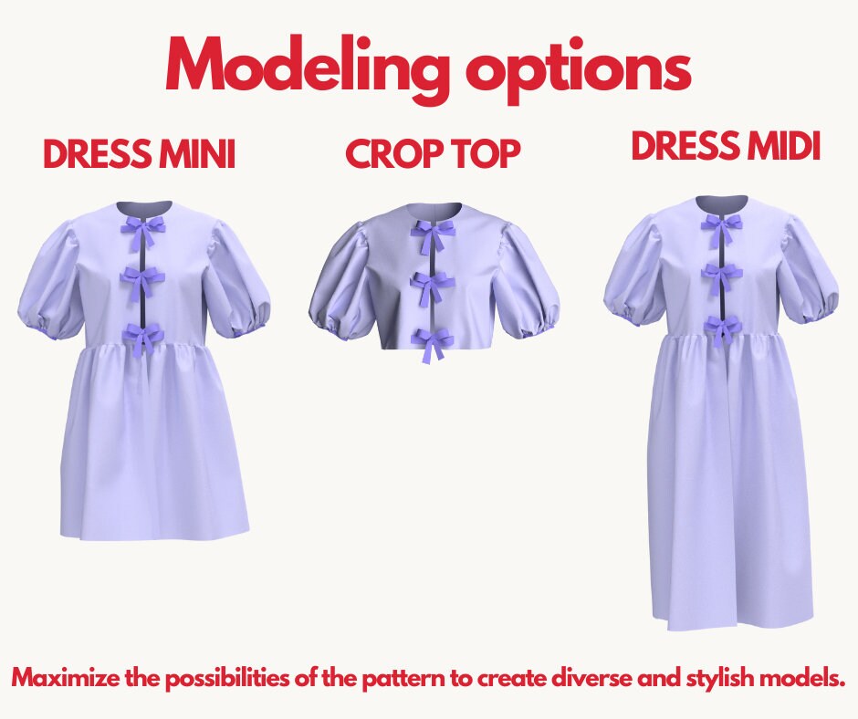 Puffed Sleeve Peplum Top Sewing Pattern: Front Tie Blouse (XXS-XXL ...