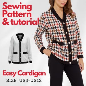 Ladies Cardigan Sewing Pattern PDF / Jacket pattern / Easy Sweater Sewing Pattern / Cardigan sewing pattern for women / Instant Download