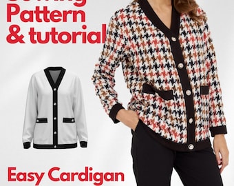 Ladies Cardigan Sewing Pattern: Easy Jacket (PDF Download)