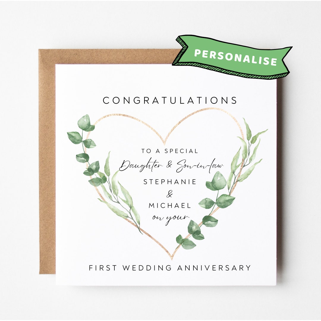 First Wedding Anniversary Card Daughter and Son in Law Anniversary Card ...