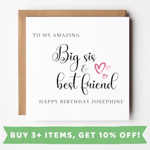 Personalised Birthday Gift For Big Sister From Little Sister Card Keepsake Little Sister Gifts Birthday Card For Big Sister From Little Sis