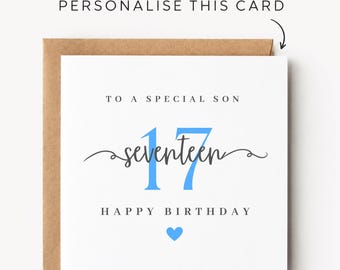 Son 17th Birthday Card Son 17th Birthday Cards Son 17th Birthday Gift Son 17th Birthday Gifts Son 17th Birthday Prints Son 17th Birthday Mug