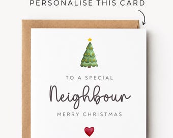 Personalised Neighbour Christmas Card Neighbour Christmas Cards Neighbour Christmas Gift Neighbour Christmas Gifts Neighbour Christmas Print