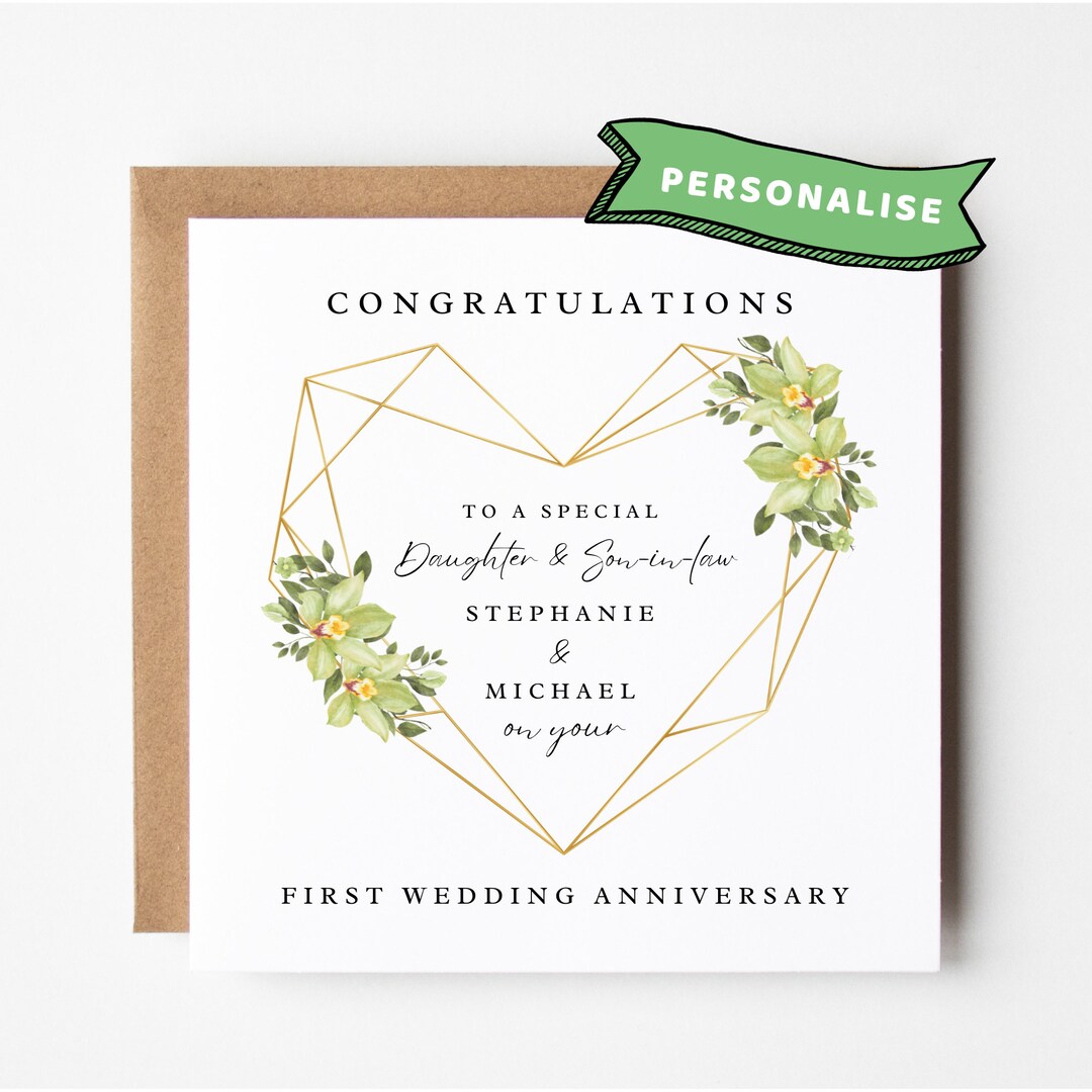 First Wedding Anniversary Card Daughter and Son in Law Anniversary Card ...