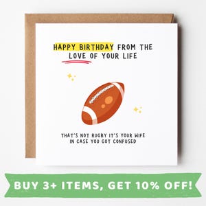 Tarjeta divertida de cumpleaños para el esposo Rugby Tarjetas divertidas de cumpleaños para el esposo Rugby Regalo divertido para el cumpleaños del esposo Rugby Regalo divertido para el cumpleaños del esposo Rugby