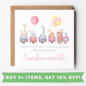 Personalised Birthday Card For Girl Age 2 Second Birthday Card 2nd Birthday Gift For Girl Second Birthday Card 2nd Birthday Granddaughter