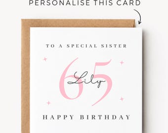 Sister 65th Birthday Card Sister 65th Birthday Cards Sister 65th Birthday Gift Sister 65th Birthday Gifts For Her Sister 65th Birthday Print