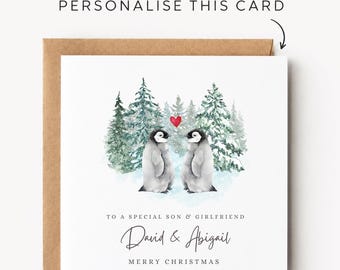 Personalised Christmas Card For Son And Girlfriend Christmas Card Son And Girlfriend Christmas Cards Son And Girlfriend Christmas Print Gift
