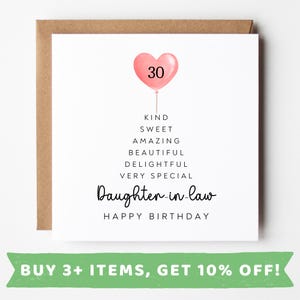 Carte d'anniversaire personnalisée belle-fille 30e belle-fille Cartes d'anniversaire 30e belle-fille belle-fille cadeau 30e anniversaire belle-fille cadeau 30e