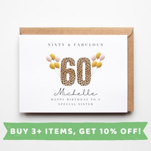 Tarjeta de cumpleaños número 60 para hermana Tarjetas de cumpleaños número 60 para hermana Regalo de cumpleaños número 60 para hermana Regalos de cumpleaños número 60 para hermana Impresión de regalo de cumpleaños número 60 para hermana