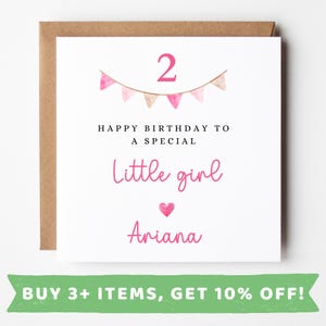 Personalised Girl Aged 2 Birthday Card 2nd Birthday Card For Girl 2 Year Old Girl Birthday Gift 2 Year Old Girl Birthday Card Girls Aged Two