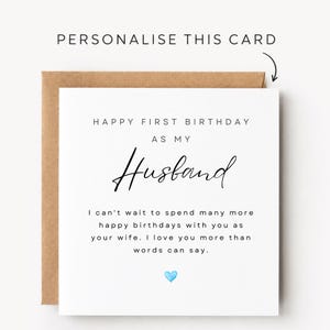 First Birthday As My Husband Card First Birthday As Husband First Birthday Card As Husband First Birthday As Husband Print First Birthday image 1