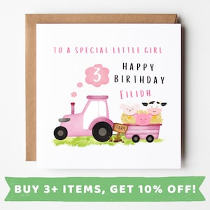 Personalised Girl Aged 3 Birthday Card 3rd Birthday Card For Girl 3 Year Old Girl Birthday Gift 3 Year Old Girl Birthday Card Girls Aged 3