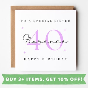 Sister 40th Birthday Card Sister 40th Birthday Cards Sister 40th Birthday Gift Sister 40th Birthday Gifts Sister 40th Birthday Present Print