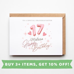 Tarjeta de cumpleaños número 17 para nieta Tarjetas de cumpleaños número 17 para nieta Regalo de cumpleaños número 17 para nieta Regalos de cumpleaños número 17 para nieta 17
