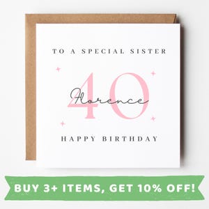 Tarjeta de cumpleaños número 40 para hermana Tarjetas de cumpleaños número 40 para hermana Regalo de cumpleaños número 40 para hermana Regalos de cumpleaños número 40 para hermana Impresión de regalo de cumpleaños número 40 para hermana