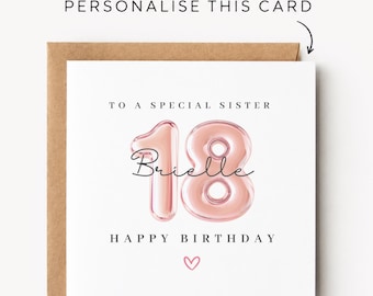 Sister 18th Birthday Card Sister 18th Birthday Cards Sister 18th Birthday Gift Sister 18th Birthday Gifts For Her Sister 18th Birthday Print