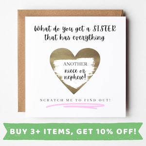 Carte à gratter personnalisée pour faire-part de grossesse pour deuxième bébé pour soeur Faire-part de grossesse pour deuxième bébé pour soeur - Impressions soeurs