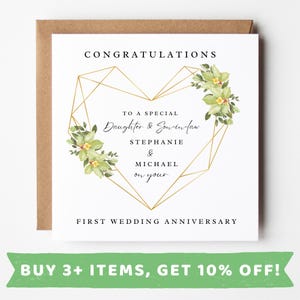First Wedding Anniversary Card Daughter And Son In Law Anniversary Card For Daughter And Son In Law Personalised First Year Husband Couple