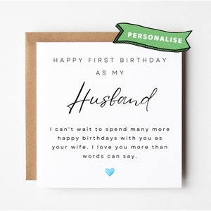 First Birthday As My Husband Card First Birthday As Husband First Birthday Card As Husband First Birthday As Husband Print First Birthday
