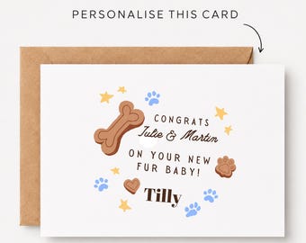 Personalised New Dog Card New Dog Cards New Dog Gift New Dog Gifts New Dog Hamper Fur Baby Card New Dog Keepsake New Dog Print New Dog Cards
