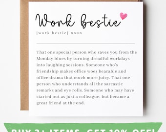 Personalised Birthday Gift For Work Colleague Bestie Card Gift For Work Bestie Thankyou Definition Card For Work Colleague Leaving Card Gift
