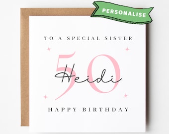 Sister 50th Birthday Card Sister 50th Birthday Cards Sister 50th Birthday Gift Sister 50th Birthday Gifts Sister 50th Birthday Present Print