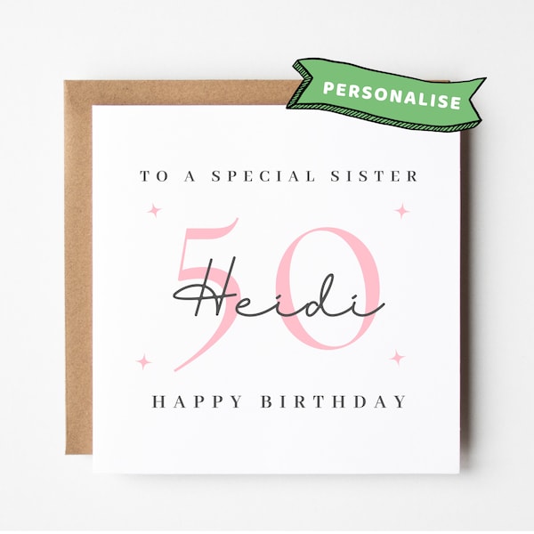 Sister 50th Birthday Card Sister 50th Birthday Cards Sister 50th Birthday Gift Sister 50th Birthday Gifts Sister 50th Birthday Present Print