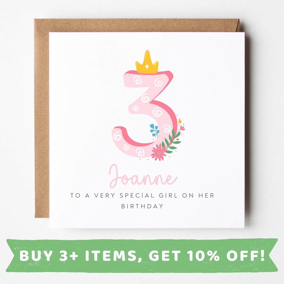 Personalised Birthday Card For Girl Age 3 Third Birthday Card 3rd personalised-birthday-card-for-girl-age-3-third-birthday-card-3rd