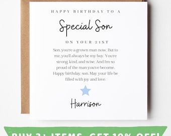 Personalised Son 21st Birthday Card Son 21st Birthday Cards Son 21 Card Son 21st Birthday Gift Sons 21st Birthday Prints Happy 21st Birthday