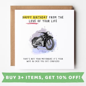 Tarjeta de cumpleaños divertida para marido Tarjetas de cumpleaños divertidas para marido en motocicleta Regalo de cumpleaños divertido para marido en motocicleta Cumpleaños divertido para marido en motocicleta