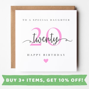 Carte d'anniversaire fille 20 ans Carte d'anniversaire fille 20 ans Cadeau fille 20 ans Sac fille 20 ans MUG