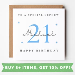 Tarjeta de cumpleaños número 21 personalizada para sobrino Tarjetas de cumpleaños número 21 para sobrino Tarjeta para sobrino número 21 Regalo de cumpleaños número 21 para sobrino Tarjeta de cumpleaños número 21 para sobrino Sobrinos