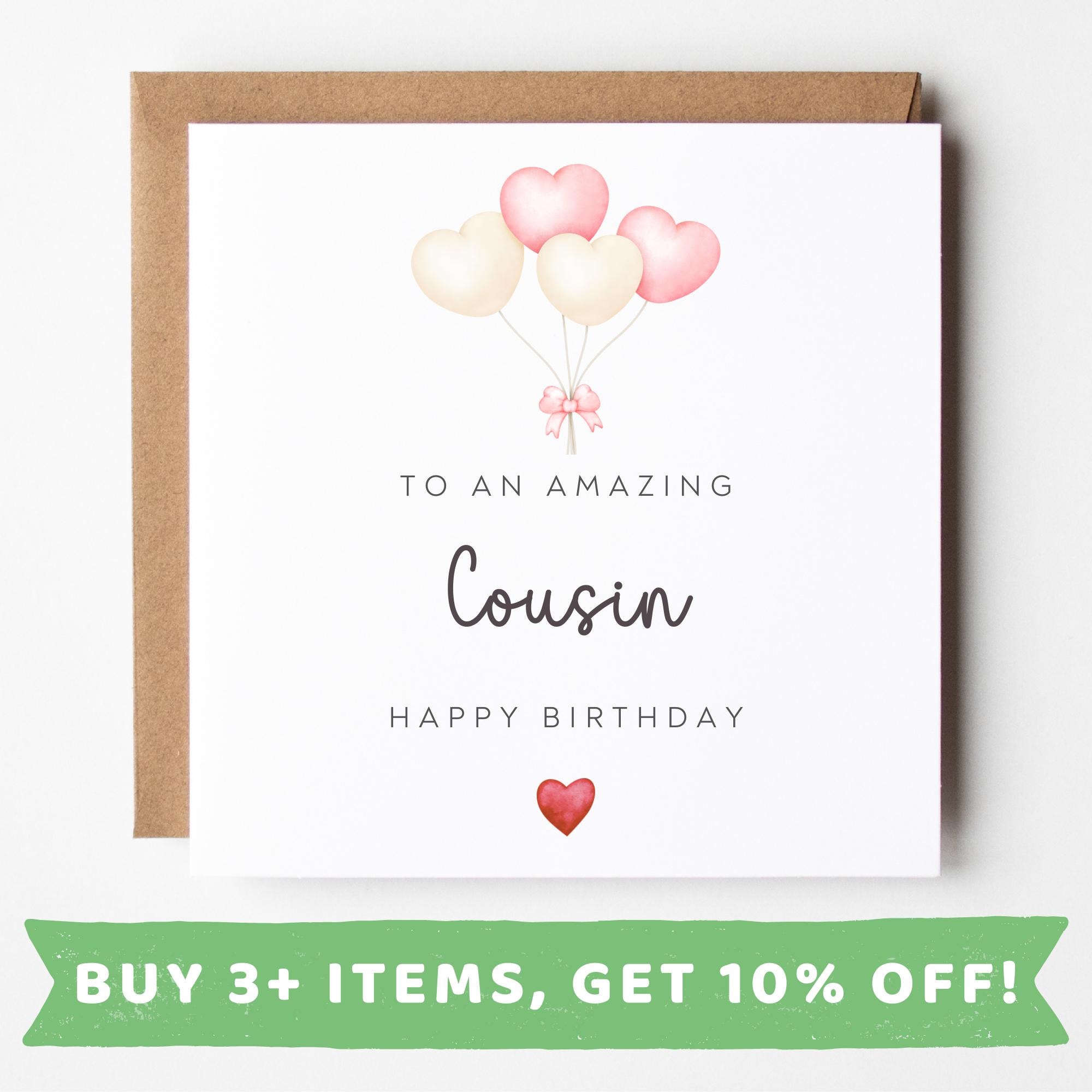 Old English Co. Floral Wreath Happy Birthday Card - Wonderful Cousin Card - Birthday Wishes For Her From Cousin, Blank Inside & Envelope Included